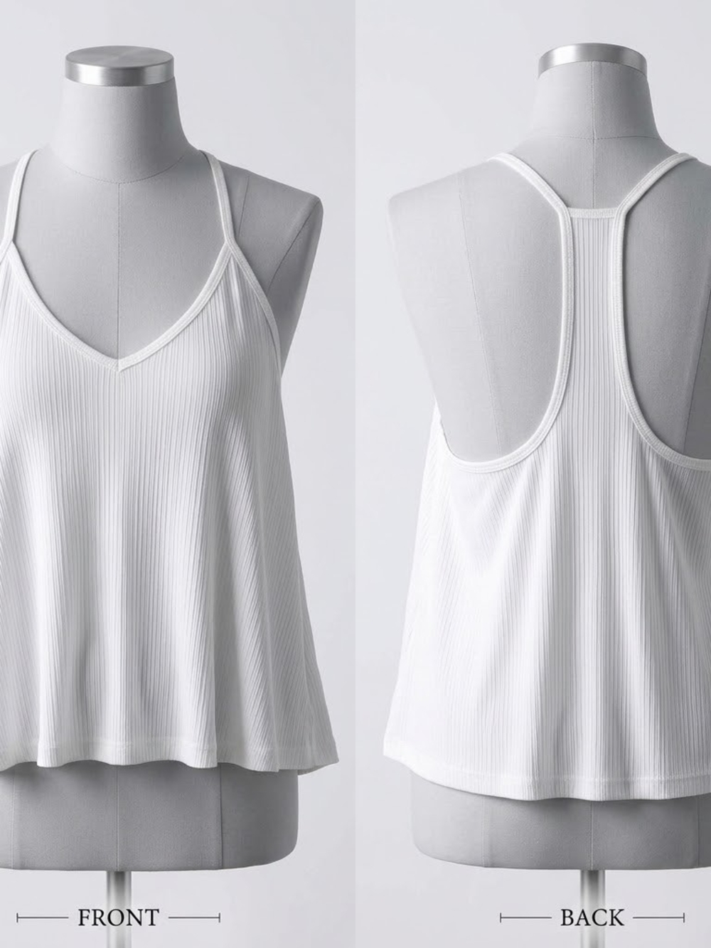 Lightweight White Ribbed V-Neck Racerback Tank